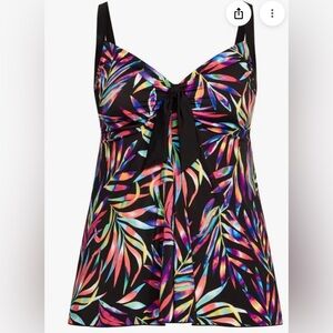 Avenue Vibrant Multicolor Leaf Swim Top